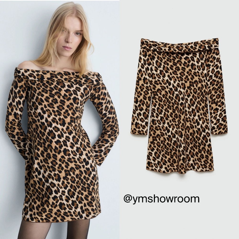 MANGO Leopard Mini Dress